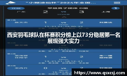 西安羽毛球队在杯赛积分榜上以73分稳居第一名展现强大实力
